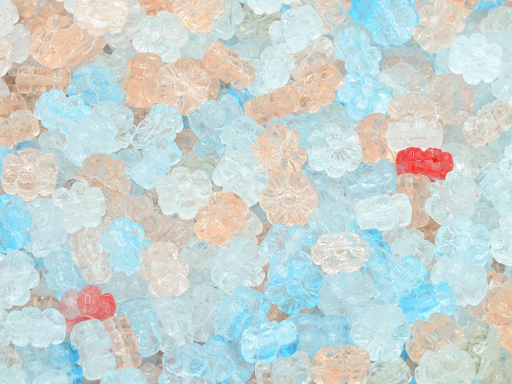 フラワービーズ、ミックスカラー(MIX)、ガラス、チェコ共和国