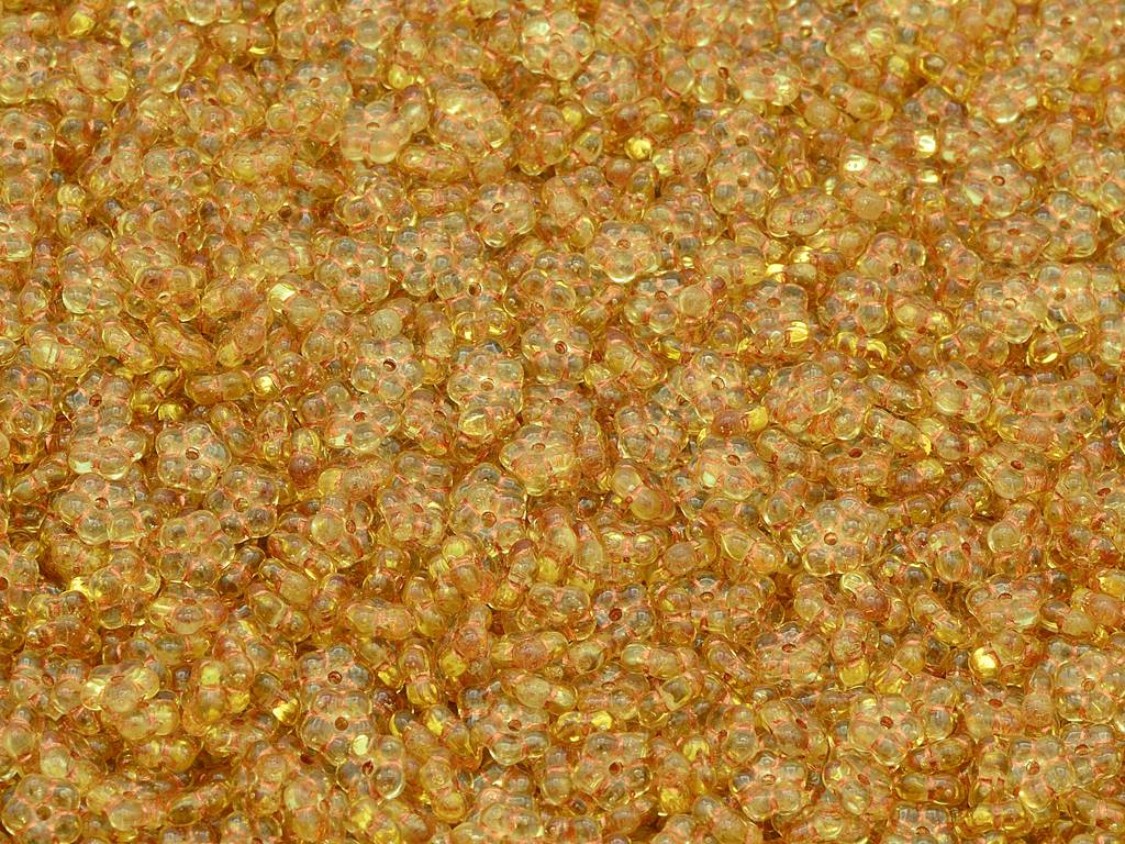 Forget Me Not Flower Beads, Transparent Orange Copper Lined (10040-54307), Glass, Czech Republic