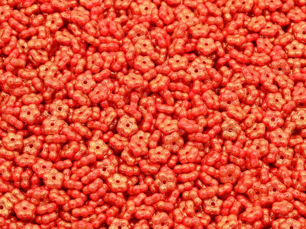 Forget Me Not Flower Beads, Red Gold (93190-12503), Glass, Czech Republic