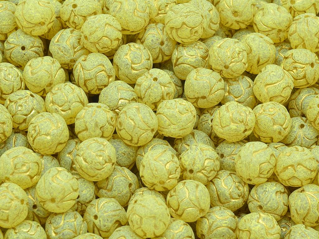 Round Rose Beads, Crystal Gold Lined Light Orange (00030-54302-84302), Glass, Czech Republic
