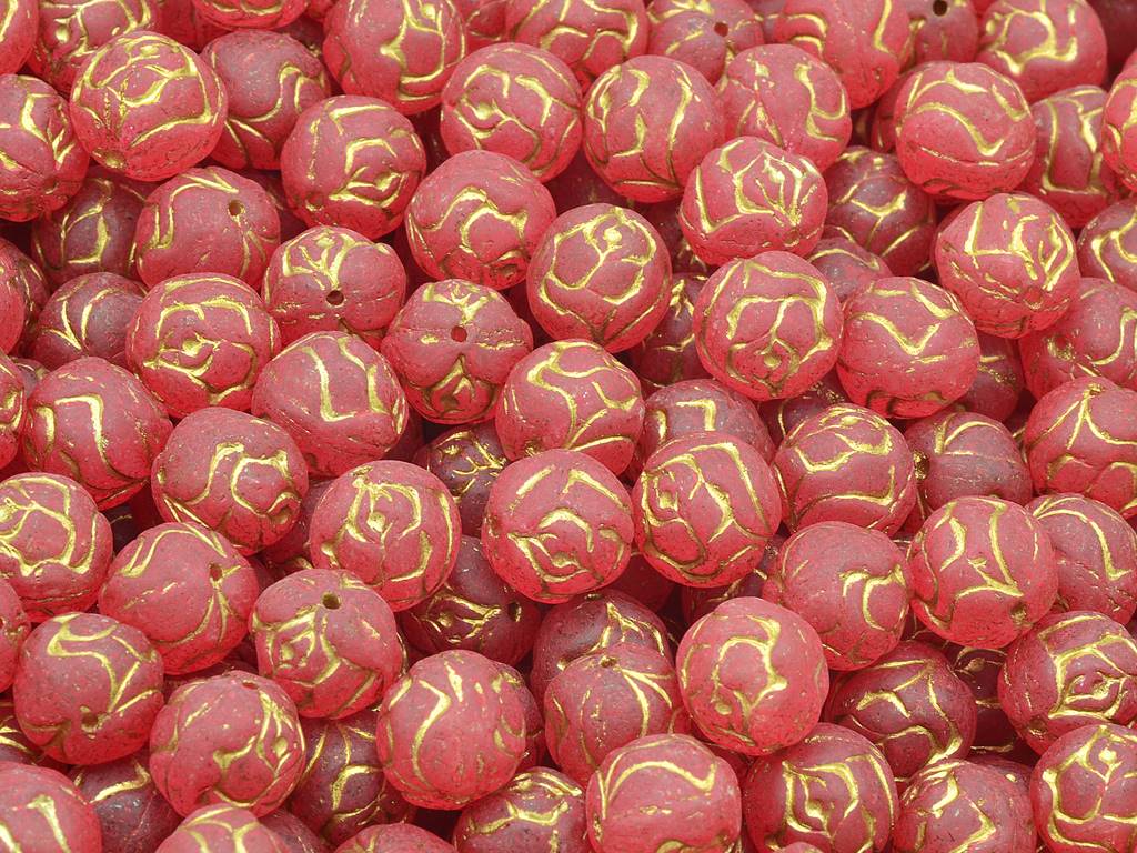 Round Rose Beads, Crystal Gold Lined 84304 (00030-54302-84304), Glass, Czech Republic