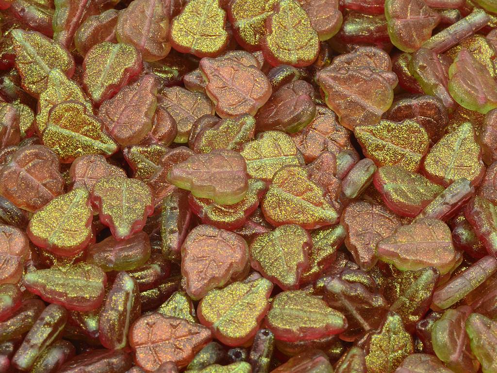 Pressed Beads Leaves, Crystal 542015 (00030-542015), Glass, Czech Republic