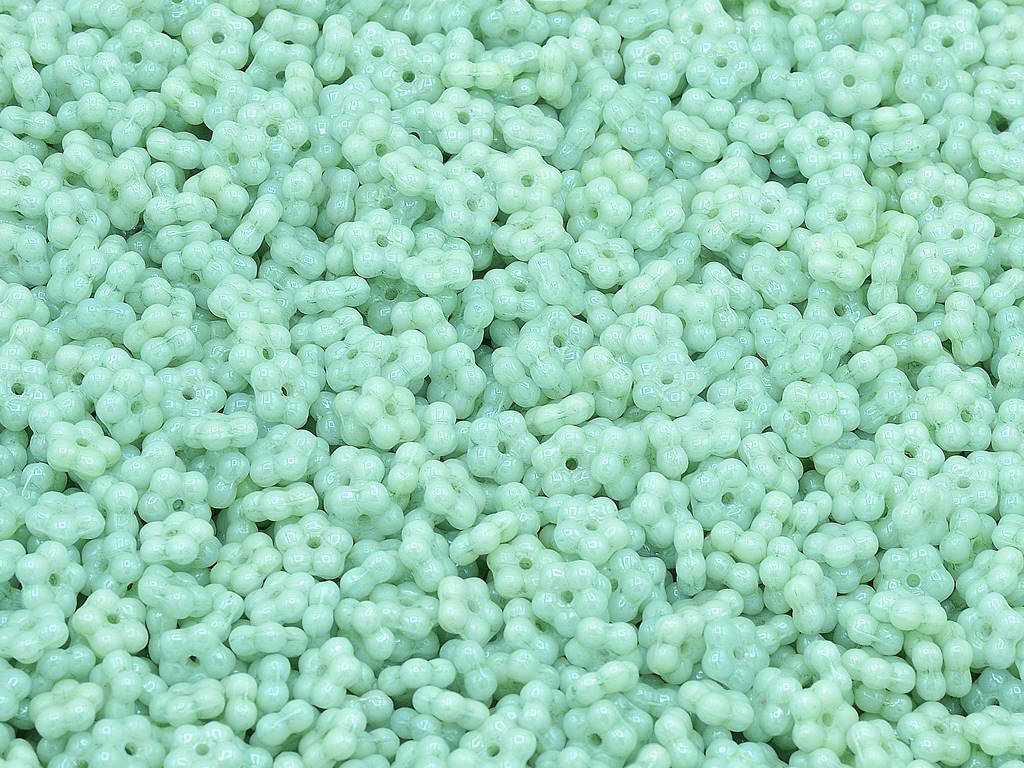 Forget Me Not Beads, Chalk White Luster Green Full Coated (03000-14457), Glass, Czech Republic