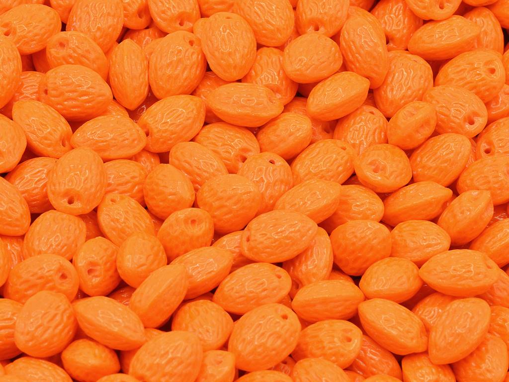 Hazelnut Beads, Opaque Orange (93130), Glass, Czech Republic