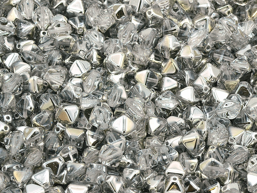 ソロバン型ビーズ、クリスタル・クリスタル・シルバー・ハーフコーティング (00030-27001)、ガラス、チェコ共和国