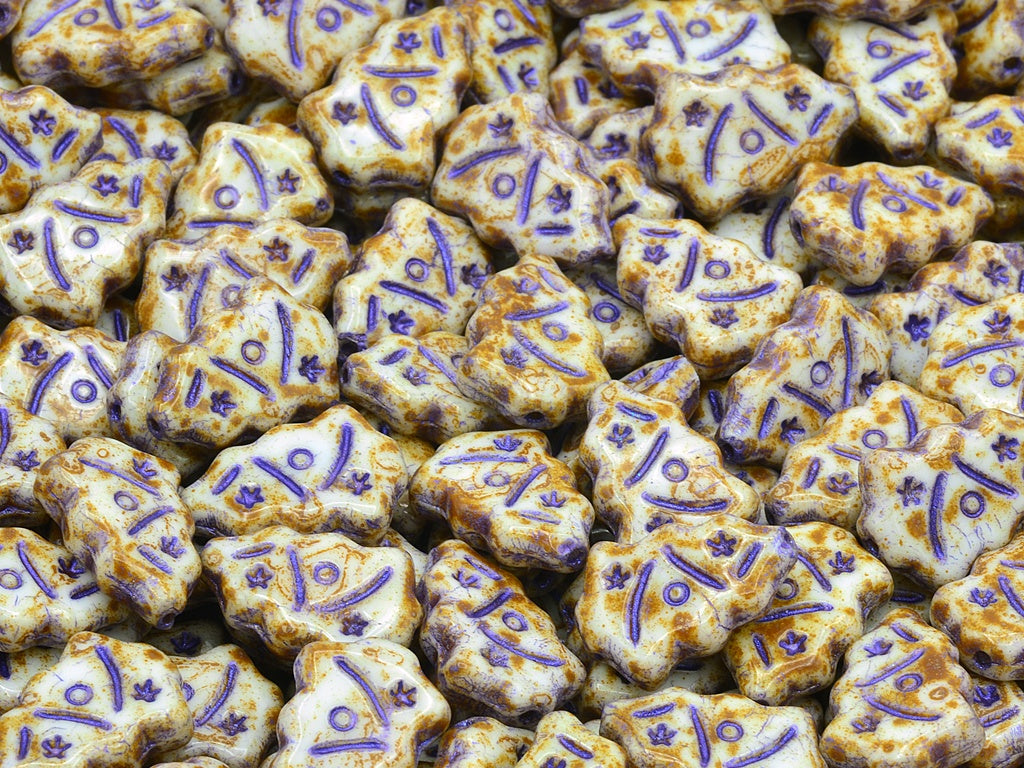 Christmas Tree Beads, Chalk White Travertin 43810 (03000-86800-43810), Glass, Czech Republic