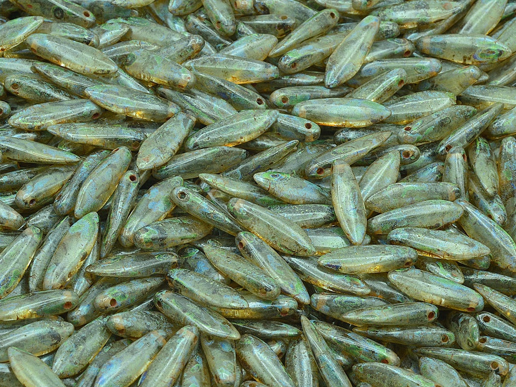 Dagger Beads, Transparent Blue Travertin (30020-86800), Glass, Czech Republic