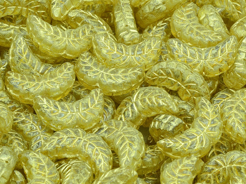 Two-Leaf Angel Wigs Beads, Crystal Gold Lined Light Yellow (00030-54302-34302), Glass, Czech Republic