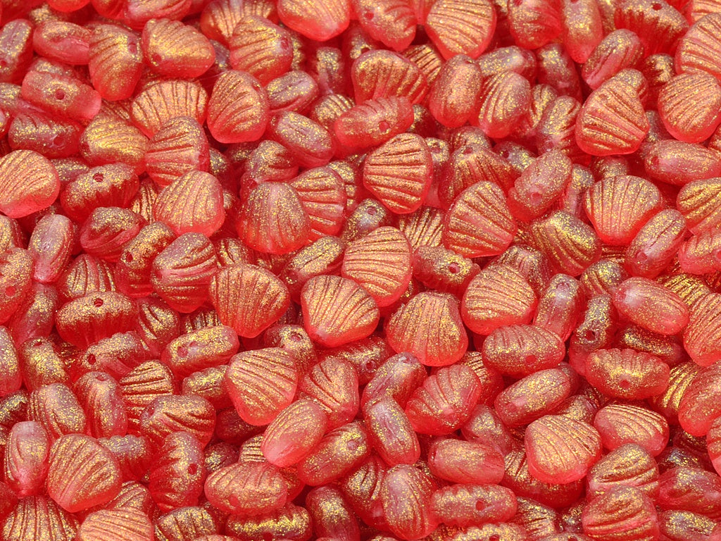 Small Flat Shell Beads, Crystal Red (00030-542011), Glass, Czech Republic