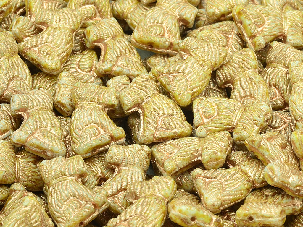 Terrier Dog Beads, Chalk White Travertin Copper Lined (03000-86800-54307), Glass, Czech Republic