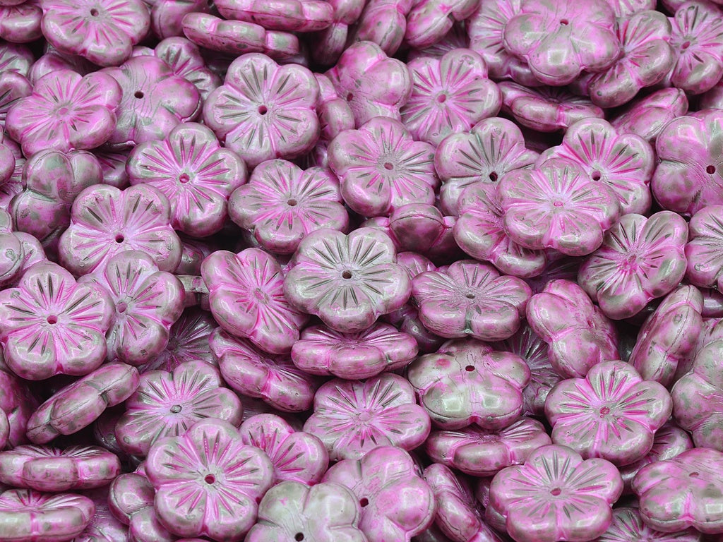 Cherry Flower Beads, Chalk White 69102 (03000-69102), Glass, Czech Republic