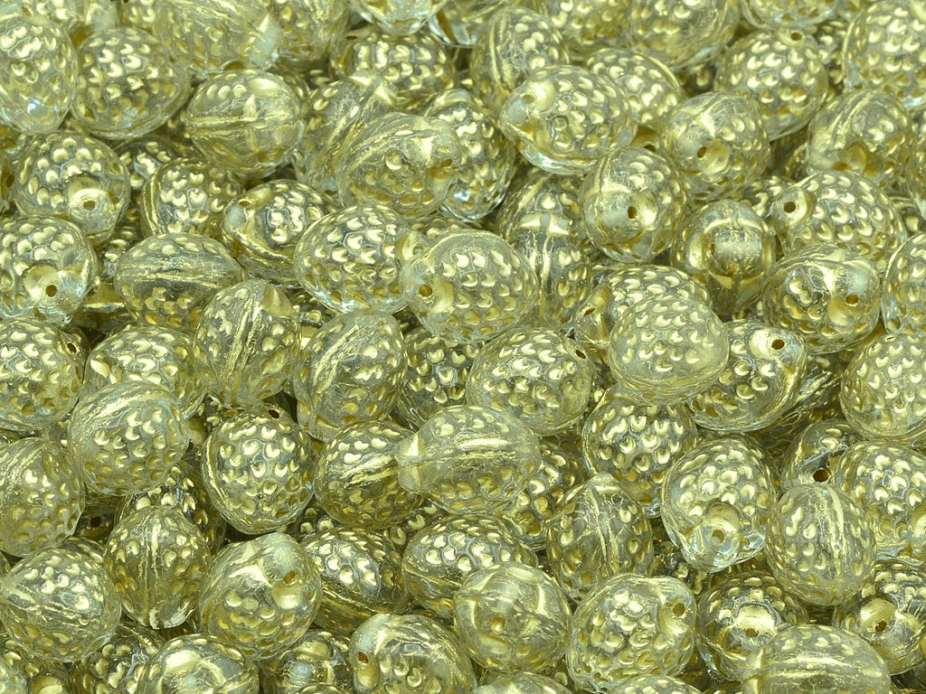 Strawberry Friut Beads, Crystal Gold Lined (00030-54202), Glass, Czech Republic