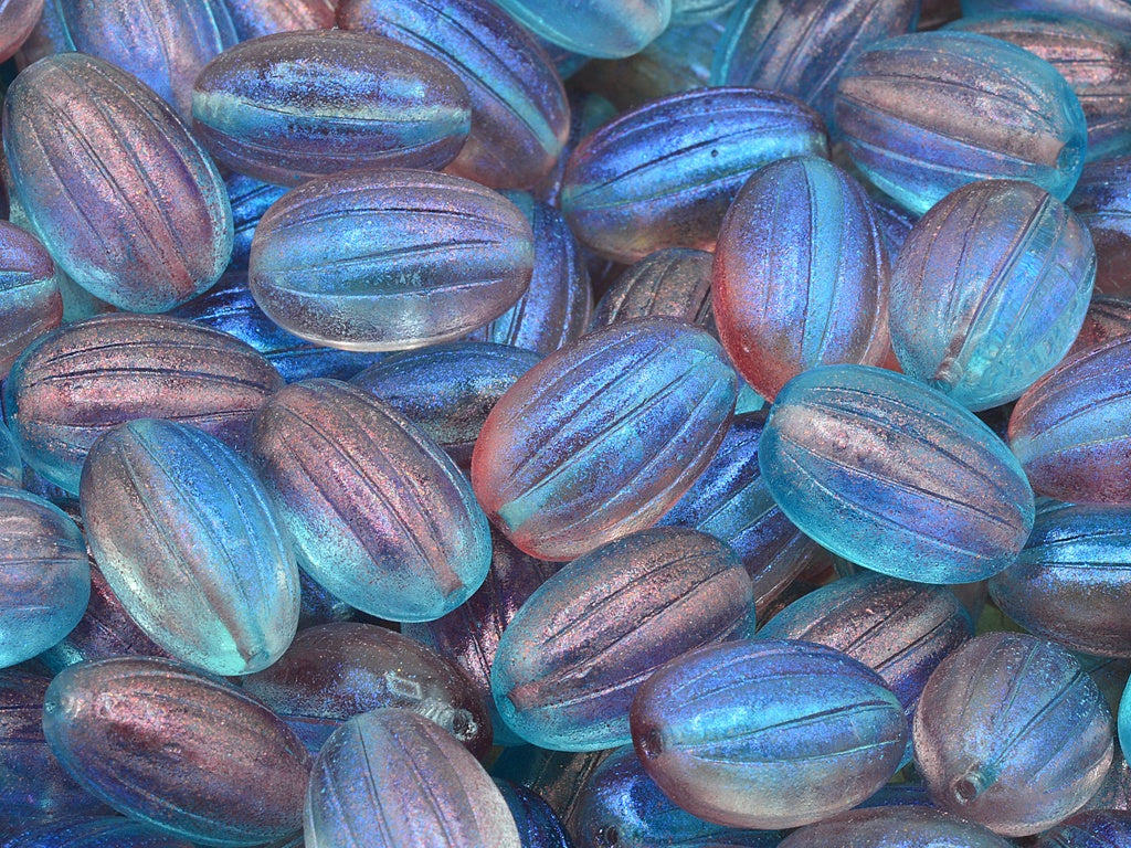 Olive Melon Beads, Crystal 48813 (00030-48813), Glass, Czech Republic