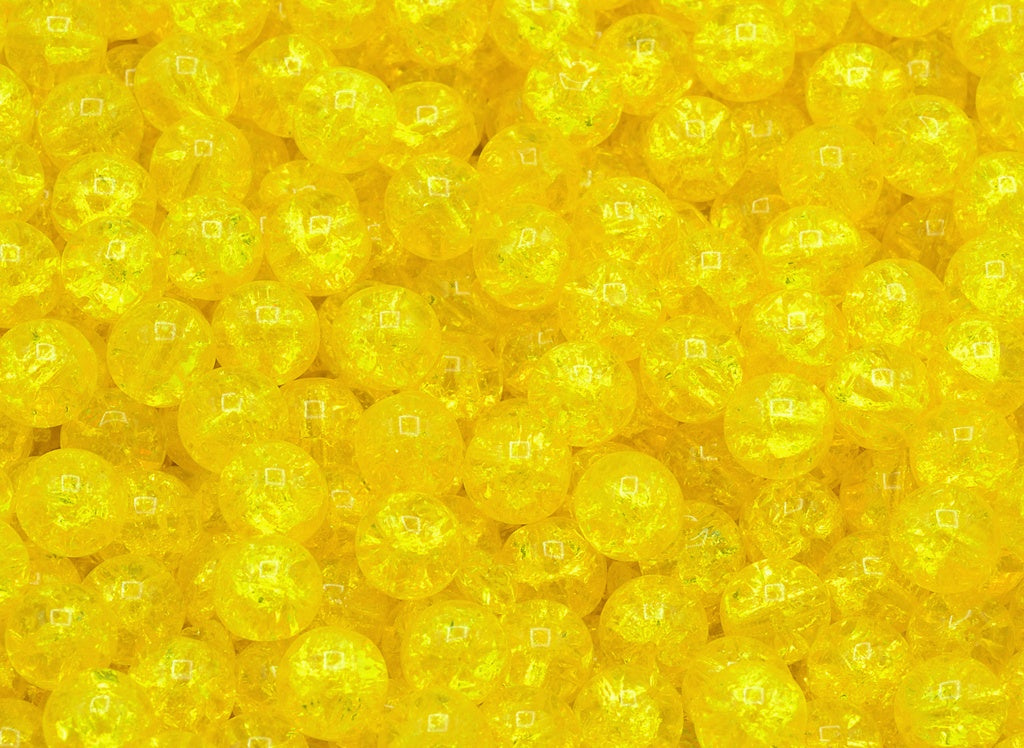 Round Druck Beads, Transparent Yellow Cracked (80000-85500), Glass, Czech Republic