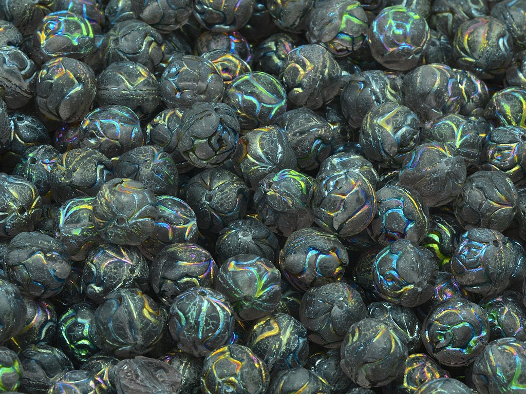 Round Rose Beads, Transparent Light Amethyst 28103 Matte (20020-28103-84110), Glass, Czech Republic
