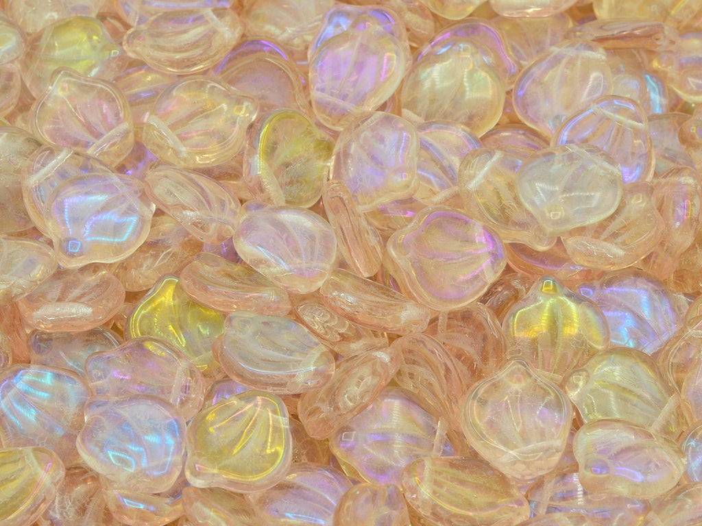 Peony Petal Beads, Transparent Pink 27307 (70120-27307), Glass, Czech Republic