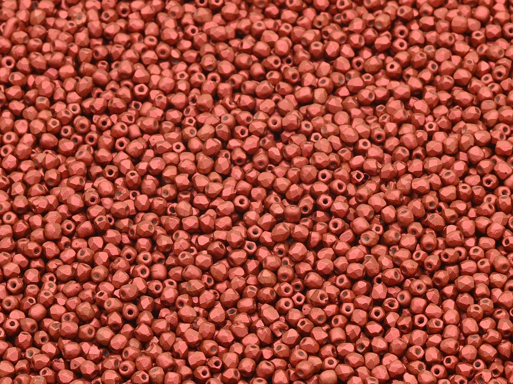 Faceted Round Fire Polished Beads, Lava Red (01890), Glass, Czech Republic
