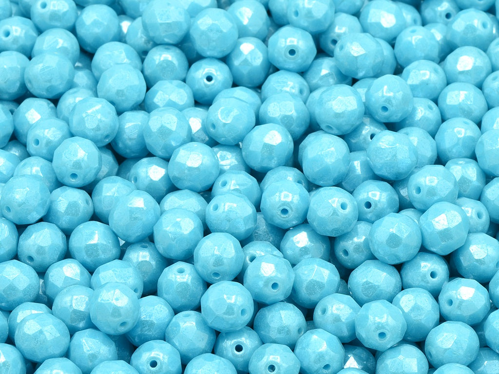 Faceted Round Fire Polished Beads, Blue Hematite (63020-14400), Glass, Czech Republic