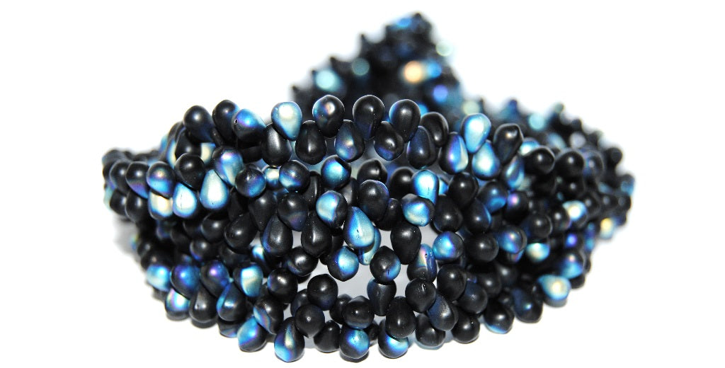 OUTLET 10 grams Drop Beads, 4 x 6 mm, Black Abm (23980-ABM), Glass, Czech Republic