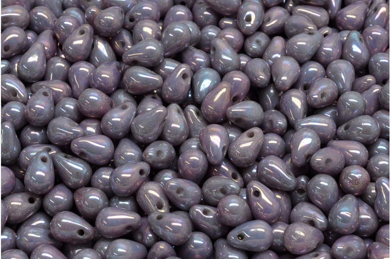 ドロップビーズ、ホワイトネビュラ(02010-15001)、ガラス、チェコ共和国