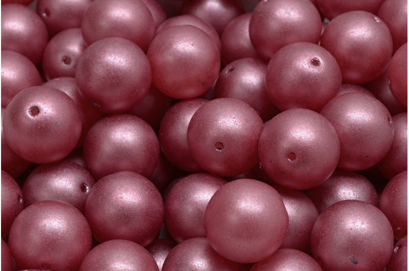 圆形 Druck 珠子,白色珍珠深粉色(02010-70020-DARK),玻璃,捷克共和国