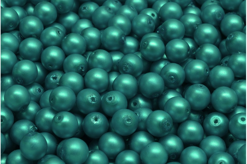 Round Druck Beads, White 70569 (02010-70569), Glass, Czech Republic