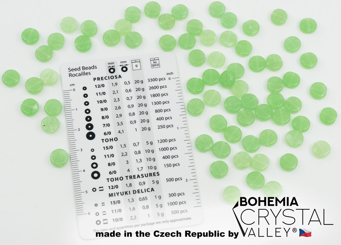 Flat Round Coin 1-Hole Glass Beads, 8mm, Czech Republic, Dirty Bright Green - Glow in The Dark Bright Blue