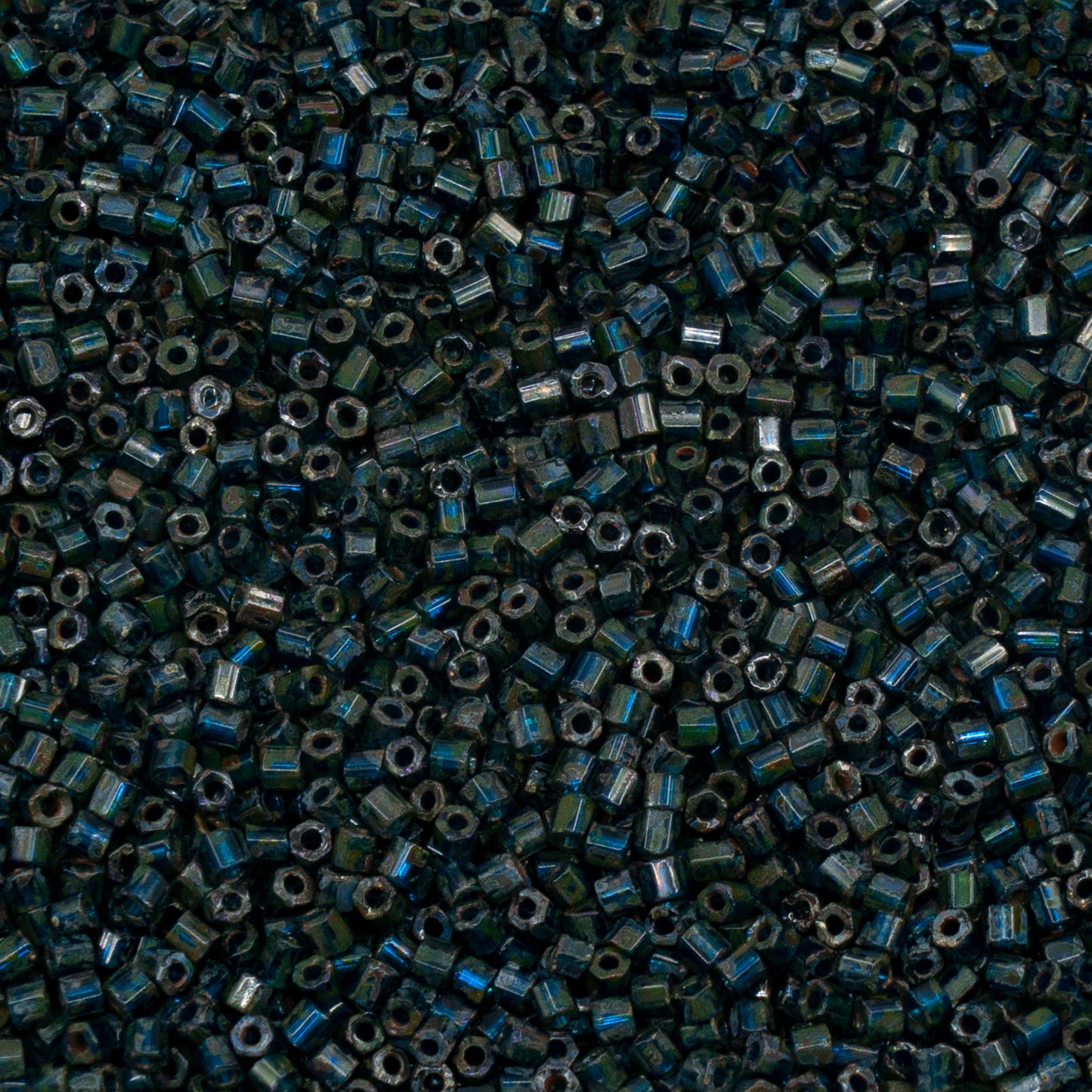 OUTLET 250g/50g Preciosa Ornela Hexagon Beads, 10/0, Dark Blue Transparent Travertin, Glass, Czech Republic