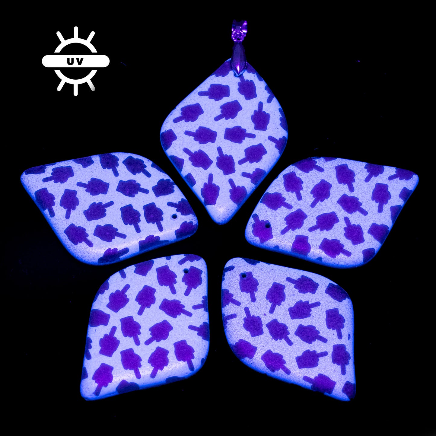 OUTLET 1 pcs Flat Pendant Beads, 5 x 48 mm, Turquoise F*ck (FRESCA), Symbol of The Year, Glass, Czech Republic