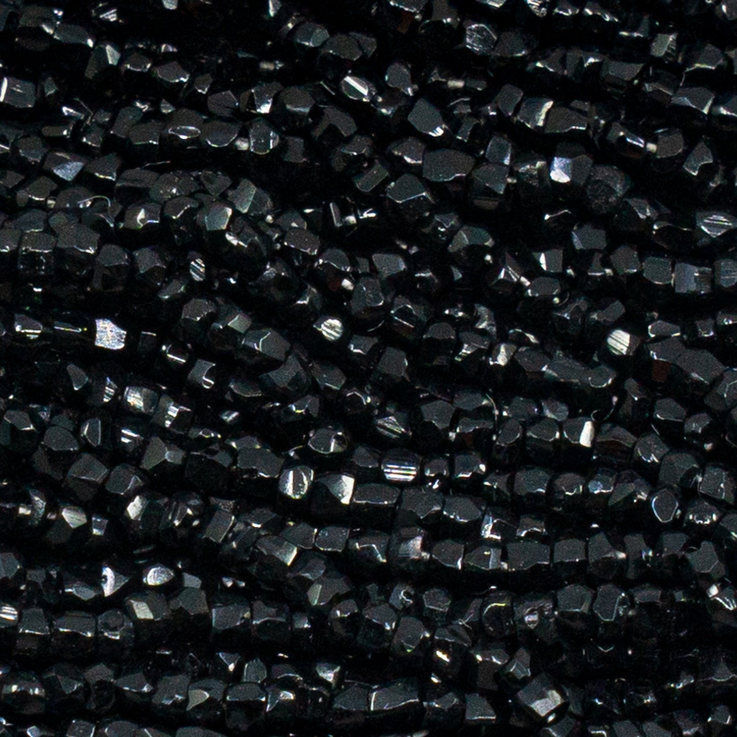 Vintage 3-cut Jet Black Rocailles, size approx. 11/0