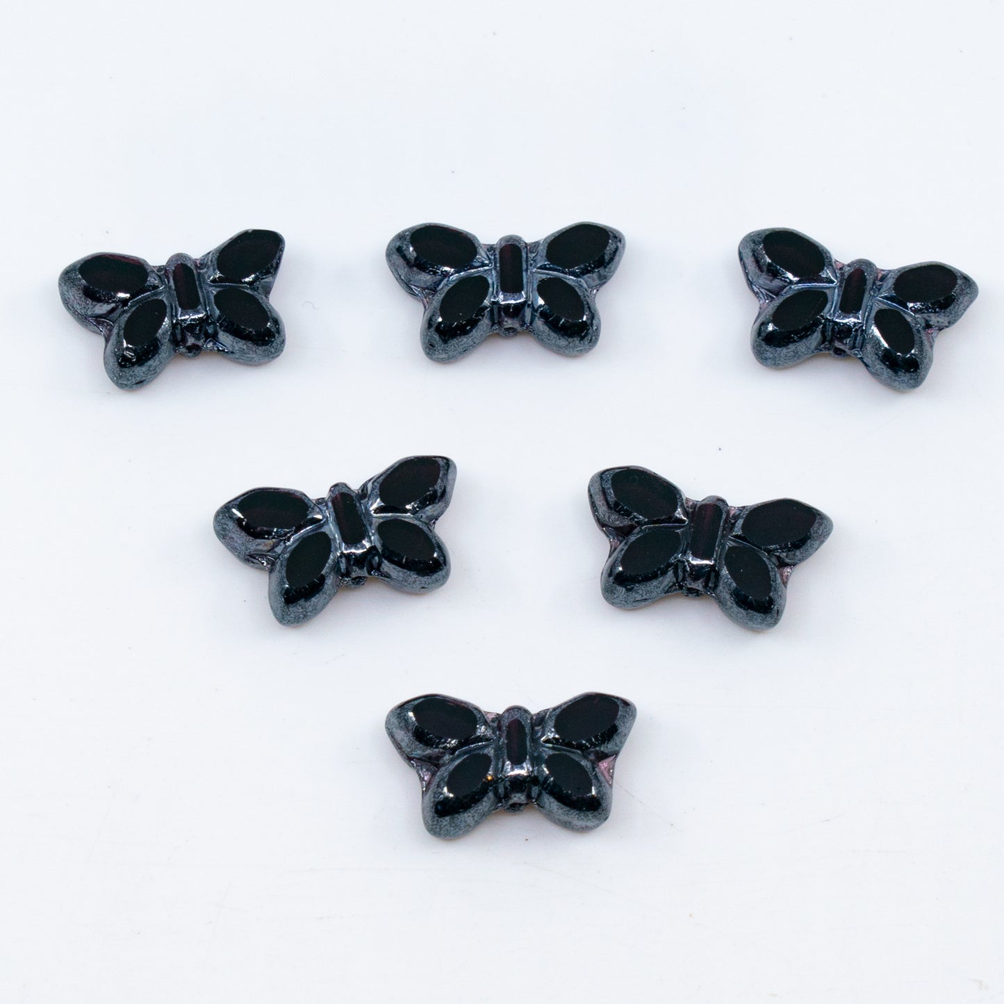 OUTLET 5 grams Table Cut Butterfly Beads, 20 x 12 mm, Transparent Amethyst Hematite (20080-14400), Glass, Czech Republic