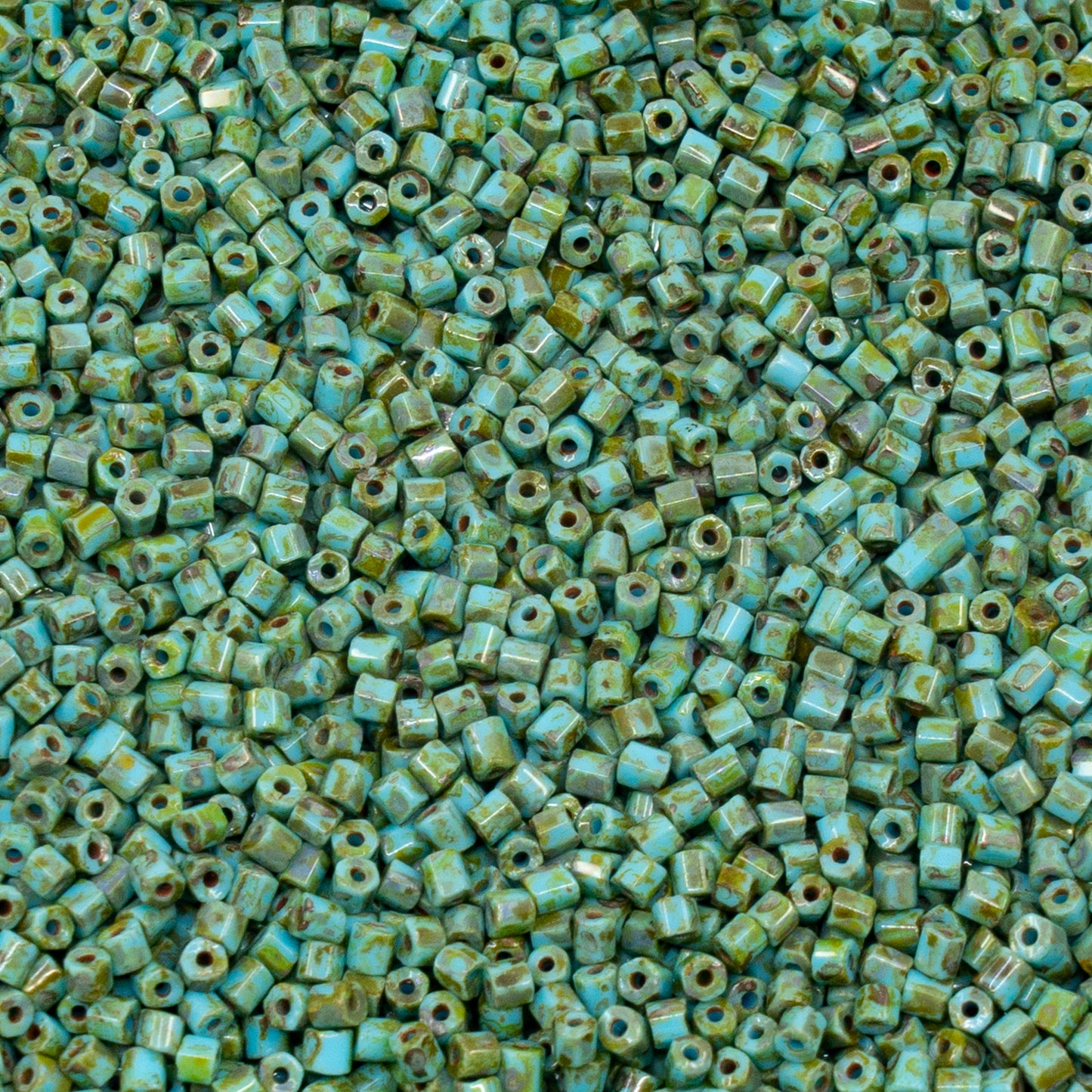 アウトレット 250g/50g プレシオサ オルネラ 六角形ビーズ、11/0、ターコイズトラバーチン (63110-86800)、ガラス、チェコ共和国