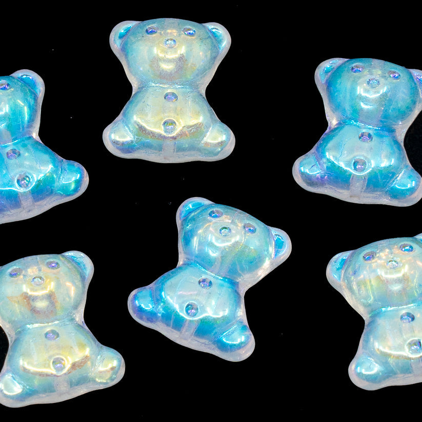 清仓10克可爱小熊珠,20 x 9毫米,水晶AB彩(双面)(00030-28703),玻璃,捷克制造