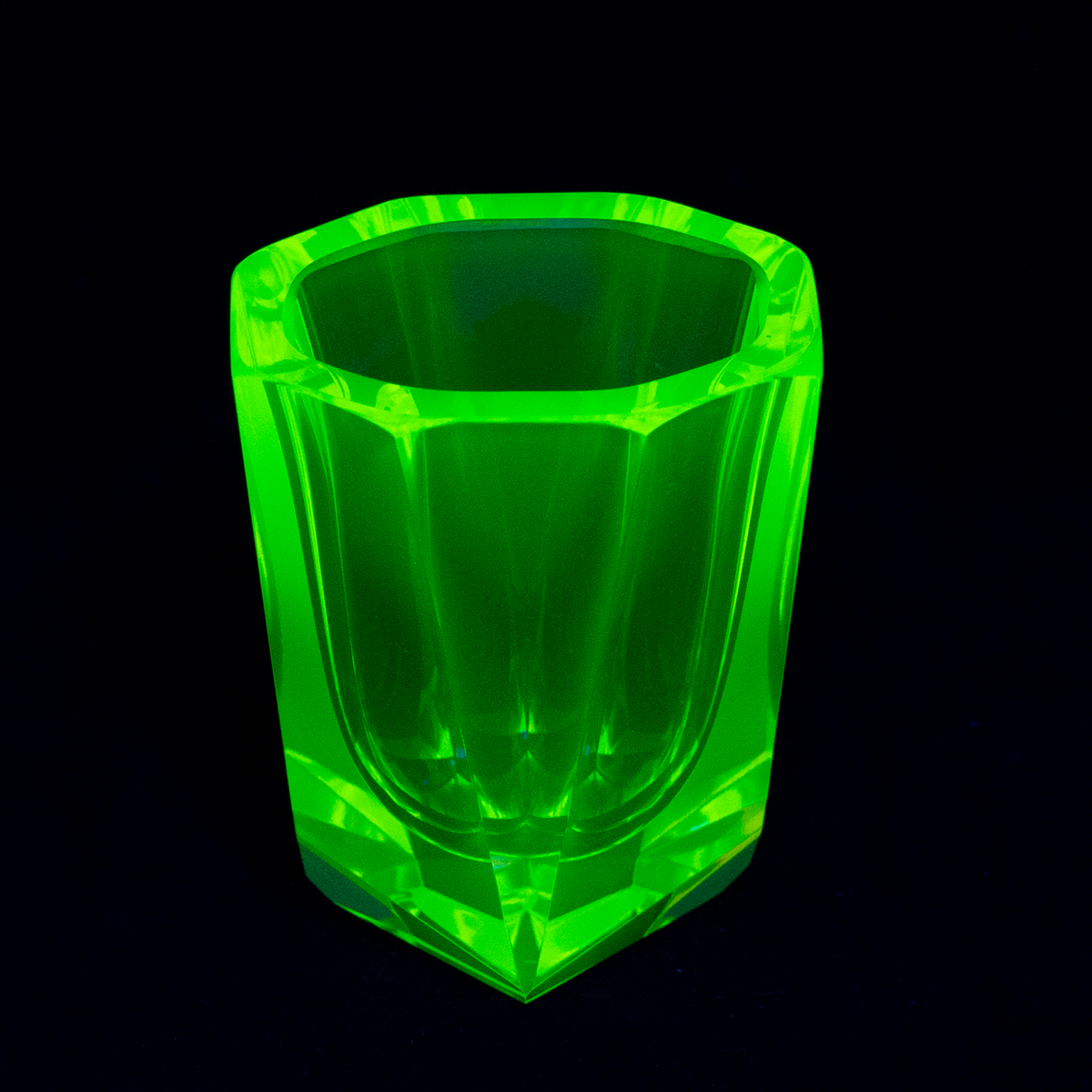YELLOW Uranium Glass Glass for Shots - Hand Cut Piece, Handmade, Czech Glass OUTLET