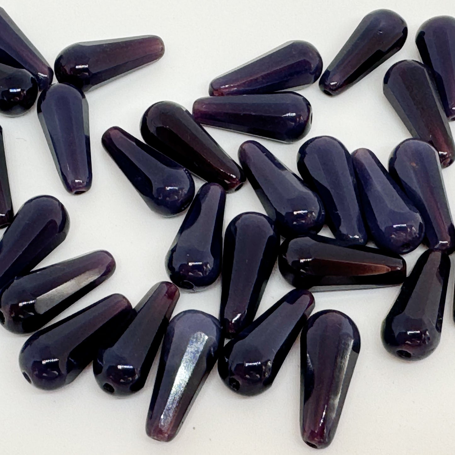 Faceted Fire polished Teardrop Beads, Opal Dark Lavender (21010), Glass, Czech Republic