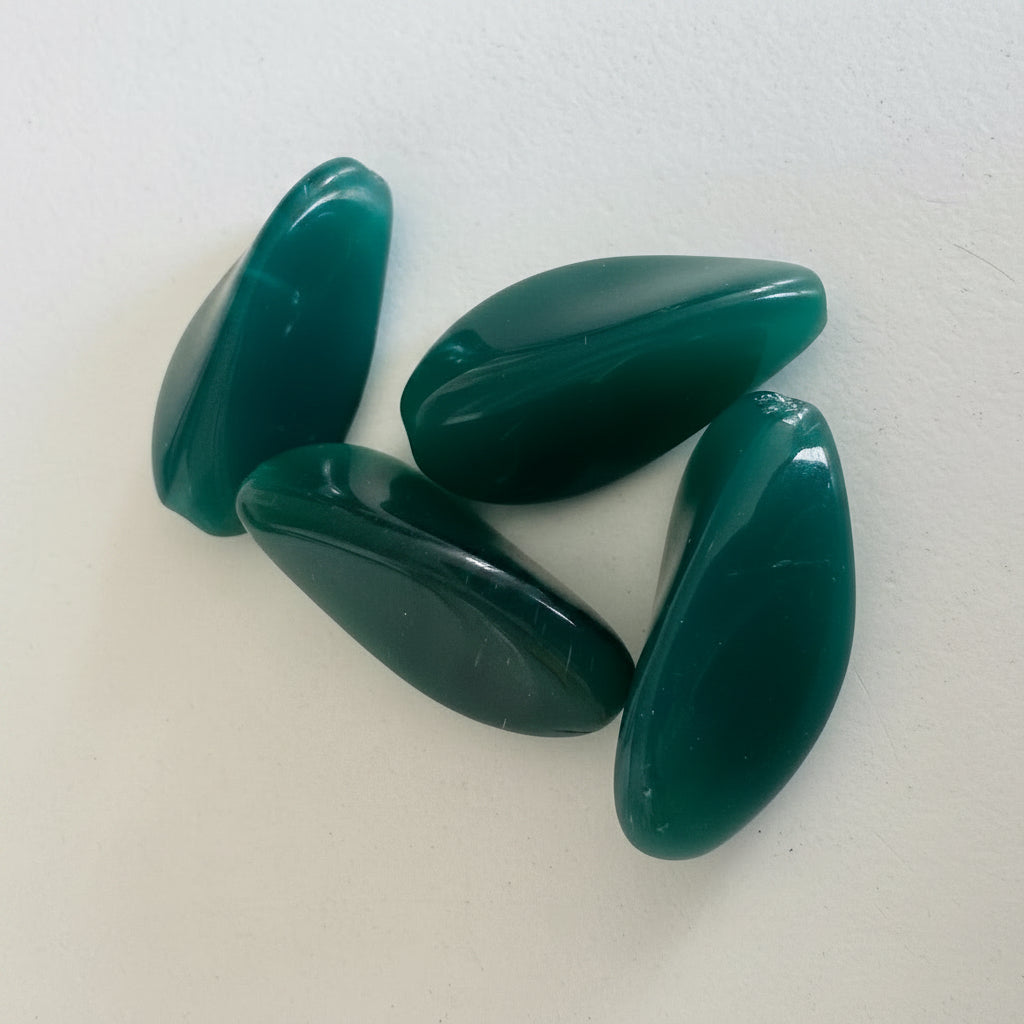 OUTLET 10 grams Pressed Beads, 24 x 13 mm, Opal Green Dark (opal-green-dark), Glass, Czech Republic