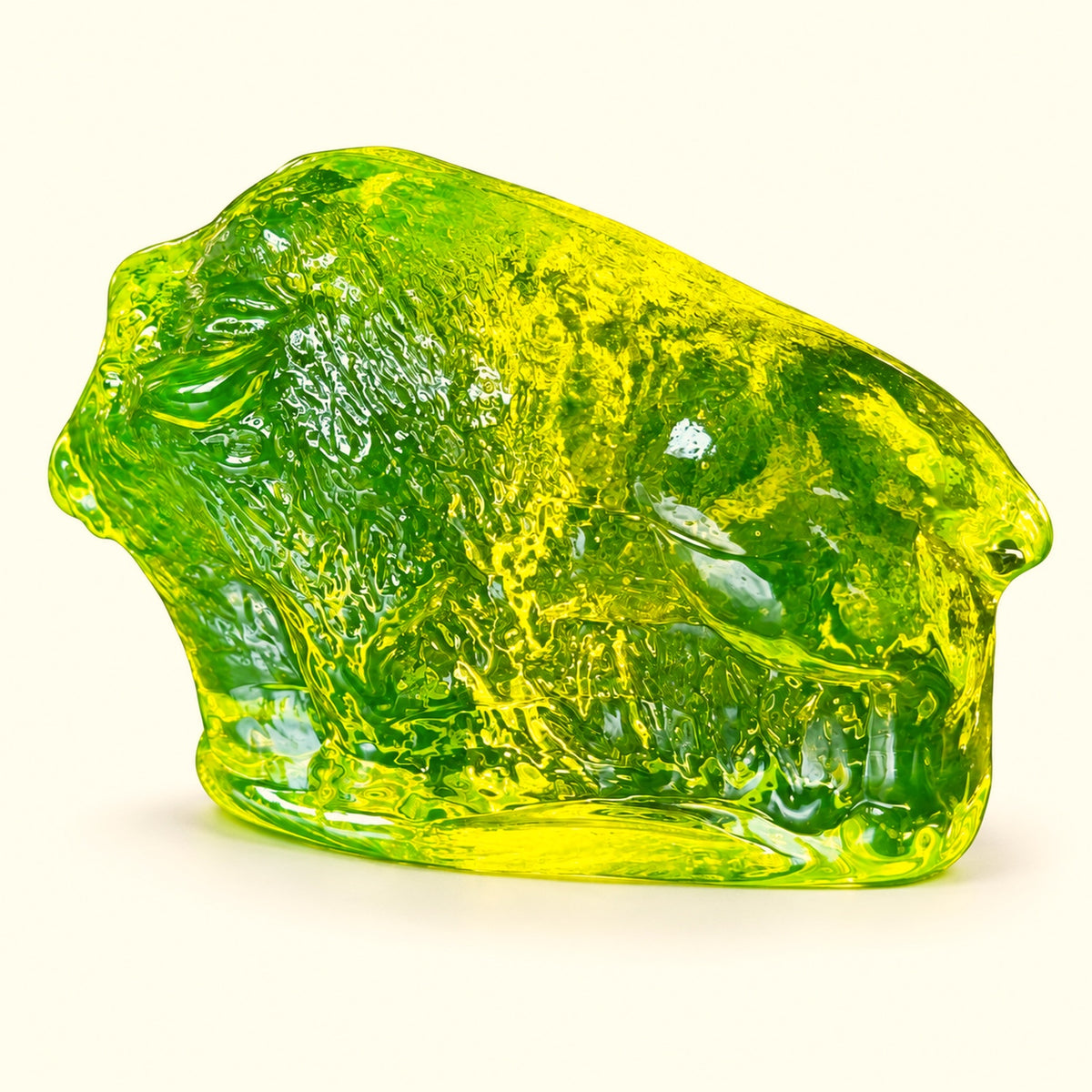 Uranium Glass Tableware (Glow under UV) - Statuette - Bison, Czech Republic