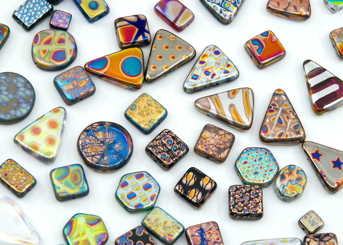 捷克玻璃涂层珠扇形线有限混合,尺寸和颜色混合,扇形混合有限