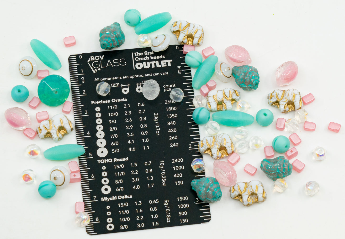 LIMITED Mix of Czech Glass Beads, UV active Turquoise and Pink