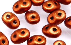 OUTLET 10 grams Matubo SuperDuo 2-hole Glass Beads, Copper Matt (1750), Glass, Czech Republic