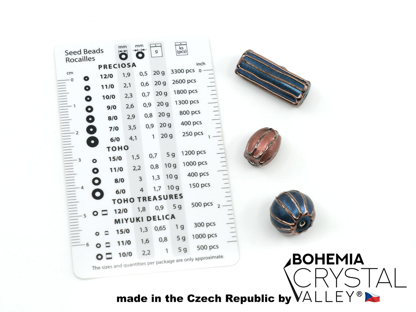 30 pcs Lampwork Beads Pearl Decor PD201 / Cylinder (271-40-001), Handmade, Preciosa Glass, Czech Republic