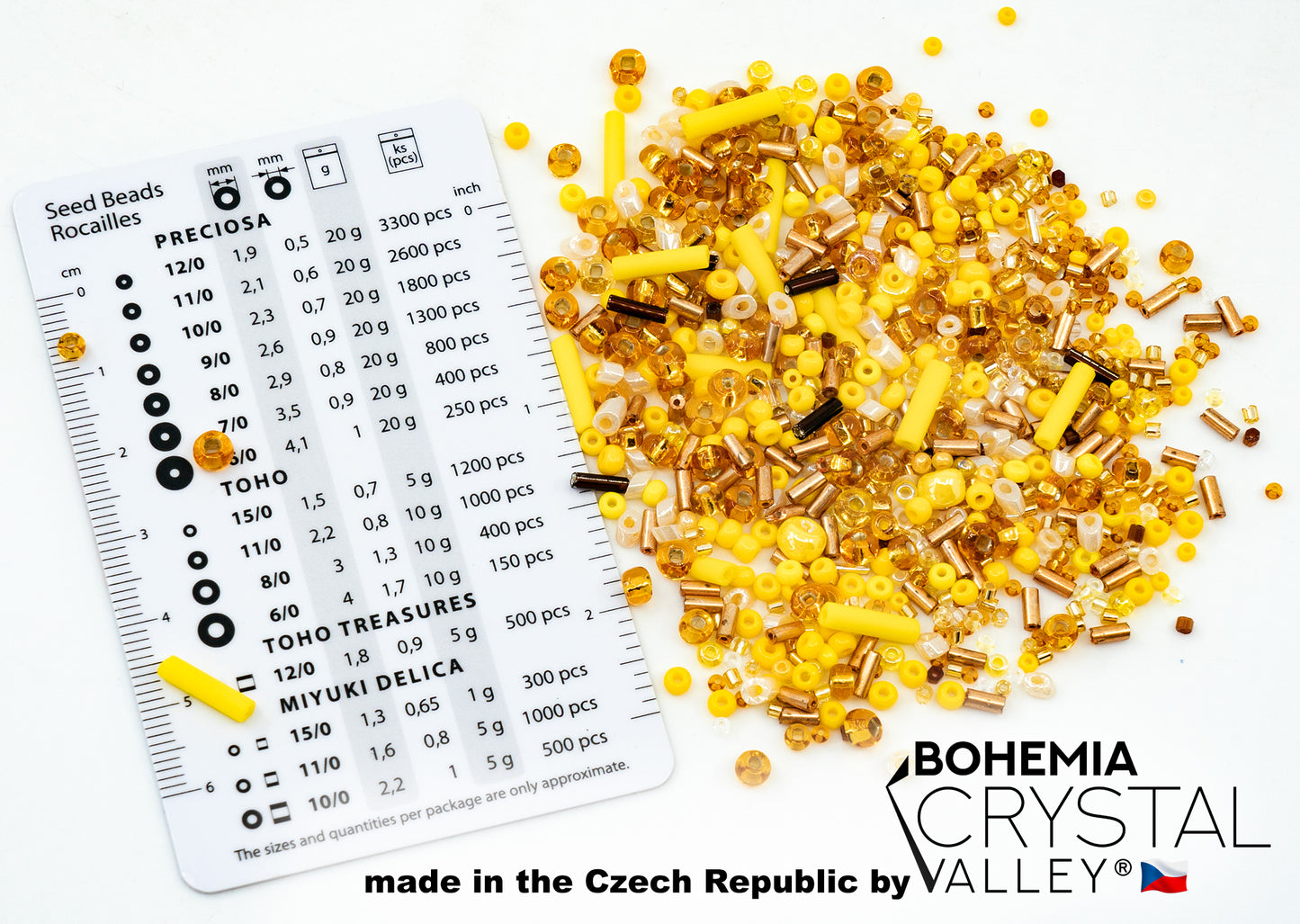 小 Rocailles、种子珠和号角 2-10 毫米 Preciosa Ornela 捷克玻璃珠、金色 Rocailles 混合
