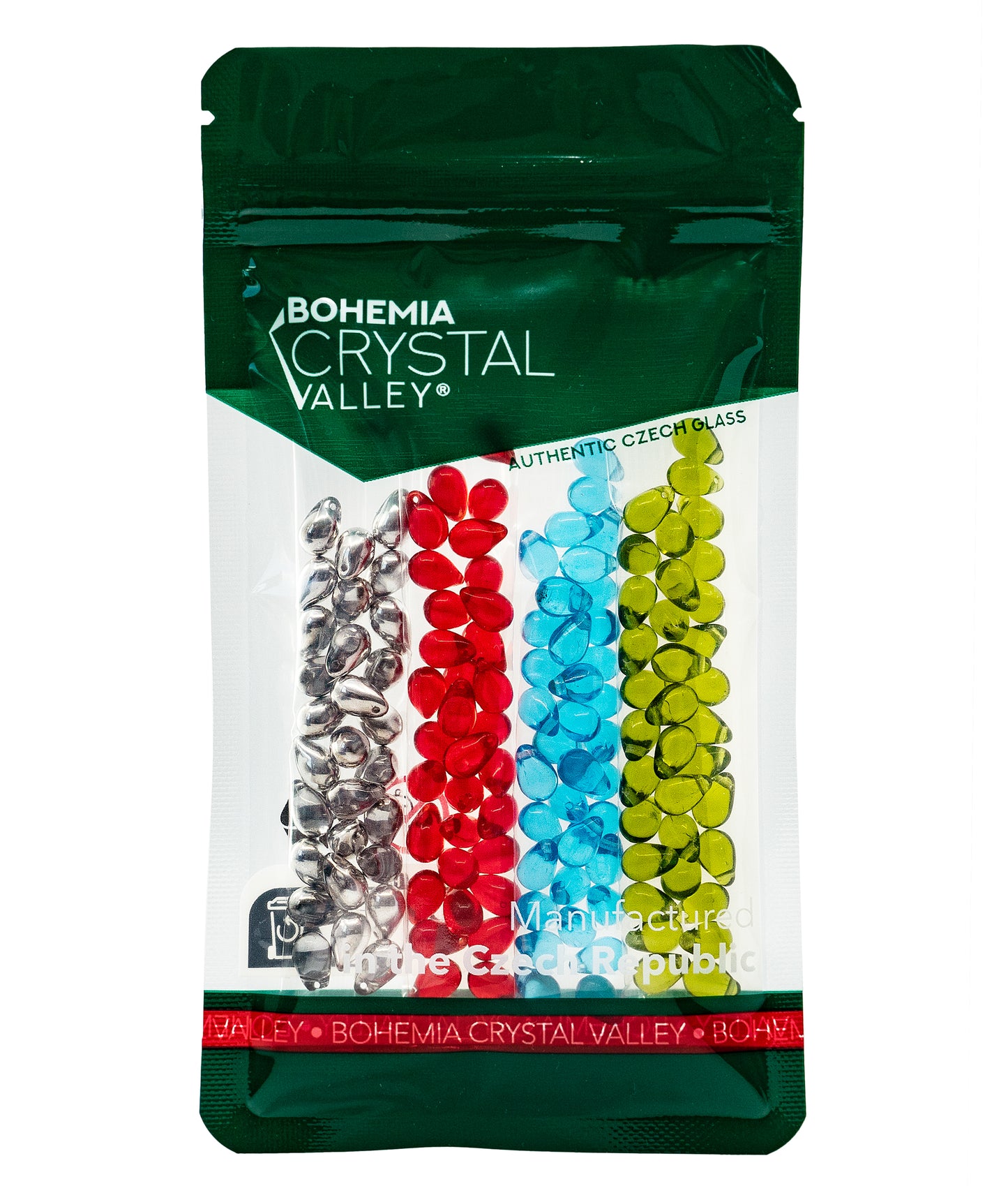 120 多个 6x9 毫米吊坠珠子套装 - 用于珠宝制作的泪珠玻璃珠套装,有 4 种明亮的不同颜色:蓝色、红色、橄榄绿、半银色