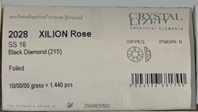 アウトレット スワロフスキー 封筒 XILION Rose 2028 SS 16 ブラックダイヤモンド箔押し - 1440個