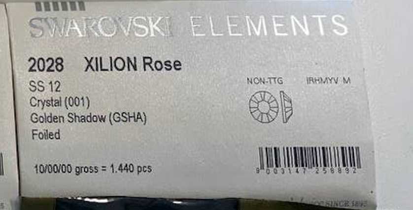 アウトレット スワロフスキー 封筒 XILION Rose 2028 SS 12 クリスタル ゴールデンシャドウ 箔押し - 1440個