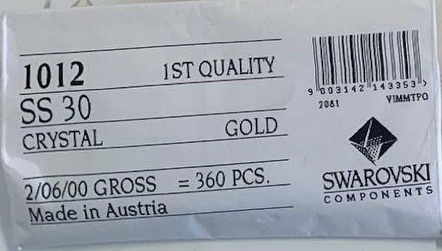 アウトレット スワロフスキー 封筒 1012 SS 30 クリスタル ゴールド箔押し - 360個