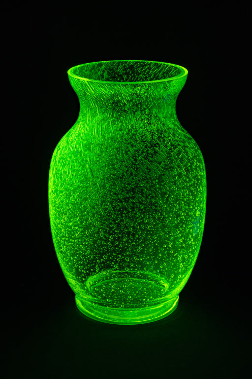 铀玻璃花瓶 - 手工吹制的经典气泡形花瓶,玻璃,捷克共和国