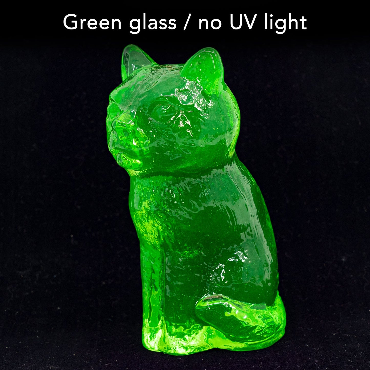 ウランガラスの猫 – 手作りUV反応アートフィギュア、チェコ共和国