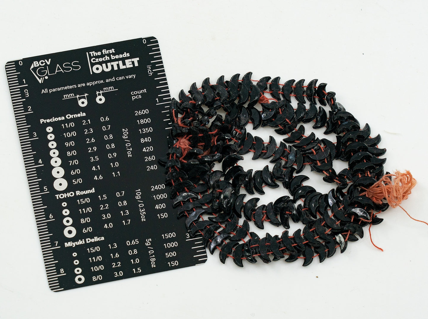 奥特莱斯 18 克法国黑玉复古新月双孔珠(串珠),4 x 10 毫米,黑色(23980-2hole),玻璃