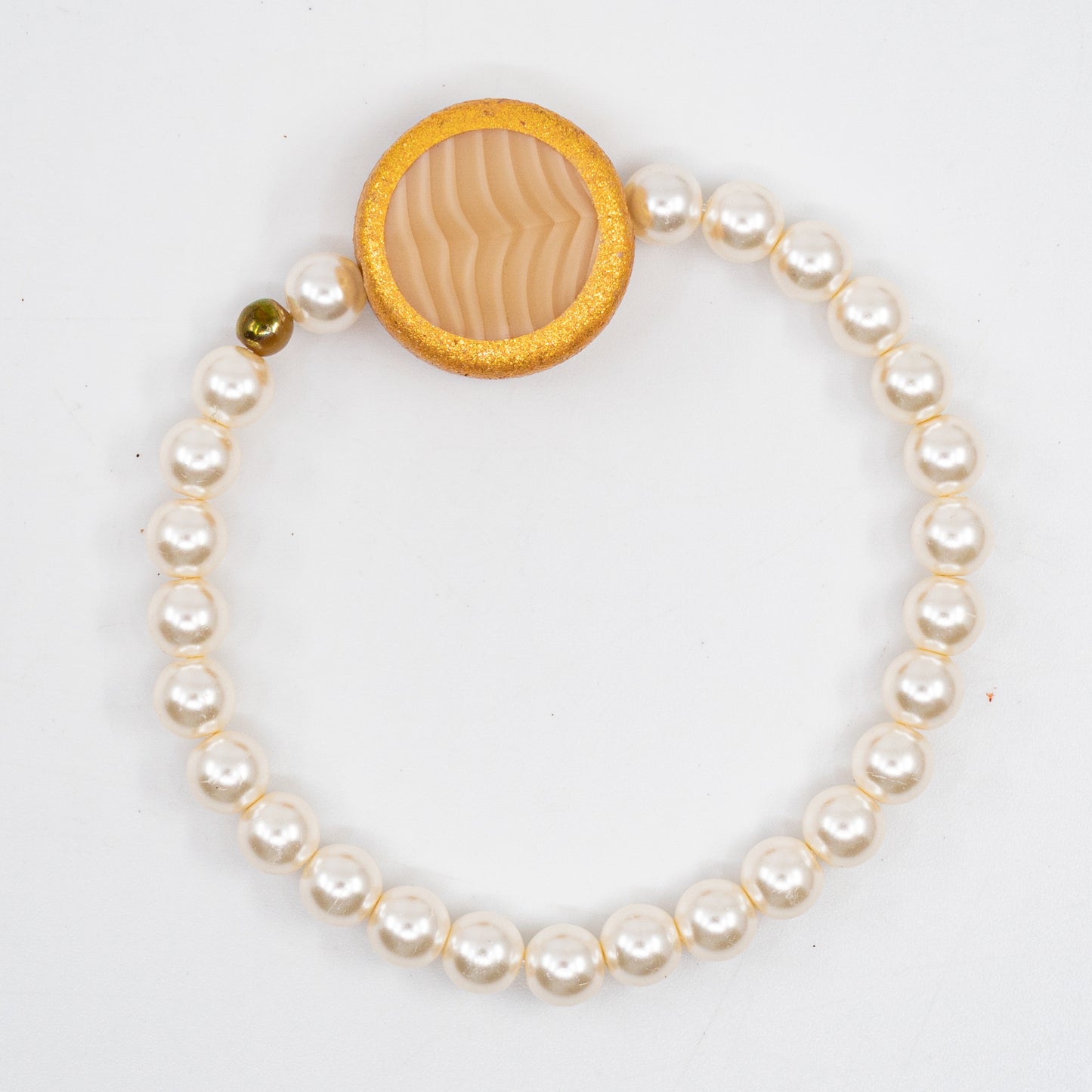 焦点玻璃珠与桌切花和蝴蝶珠的混合物,PG 绿松石棕色黄铜